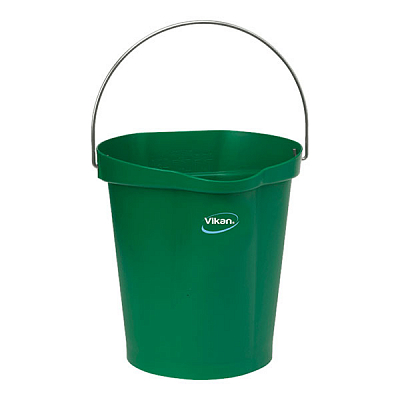 Відро з металевою ручкою Vikan, зелене, 12 л