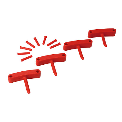 Комплект гачків Vikan до настінних тримачів інвентарю, червоні, 4 шт