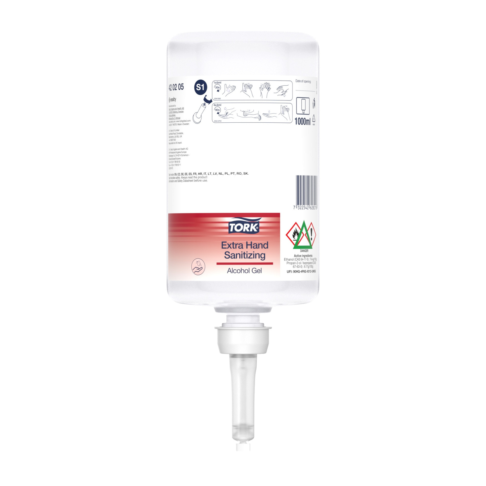 Спиртовий гель для дезінфекції рук Tork Premium Extra, 1000 мл