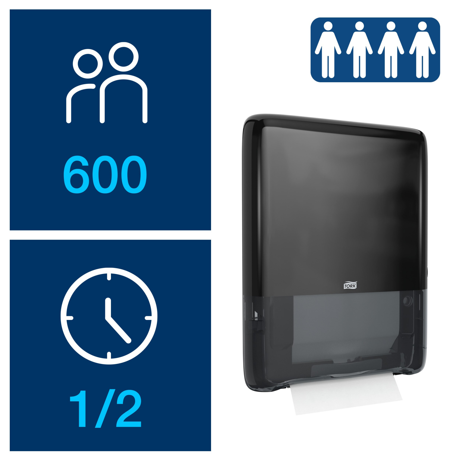 Диспенсер Tork PeakServe Elevation Міні для листових рушників з безперервною подачею, чорний