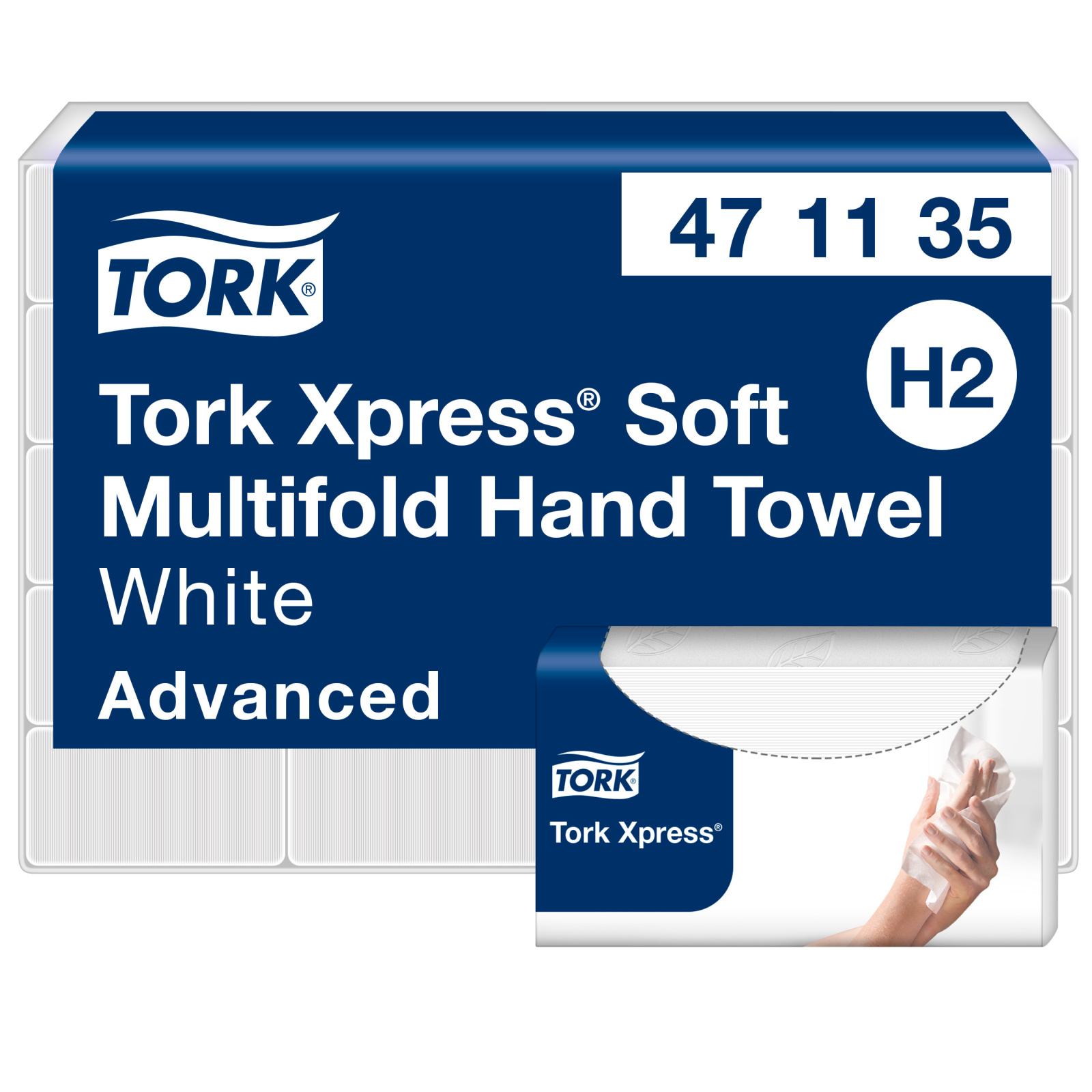 Листові вузькопанельні рушники Tork Xpress Advanced Soft складання Multifold, білі, 2 шари, 21х23 см, 190 листів