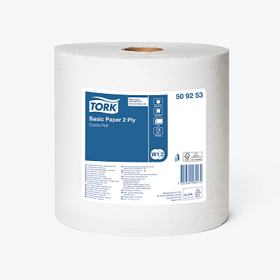Базовий папір для протирання Tork Universal в рулонах, білий, 2 шари, 264 м, 800 листів, 1 рулон