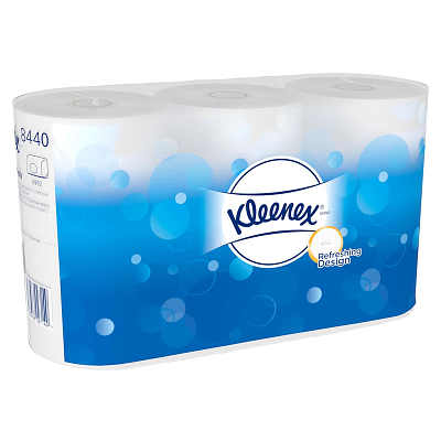 Туалетний папір Kimberly-Clark Kleenex в стандартних рулонах, білий, 3 шари, 350 відривів, 6 рулонів