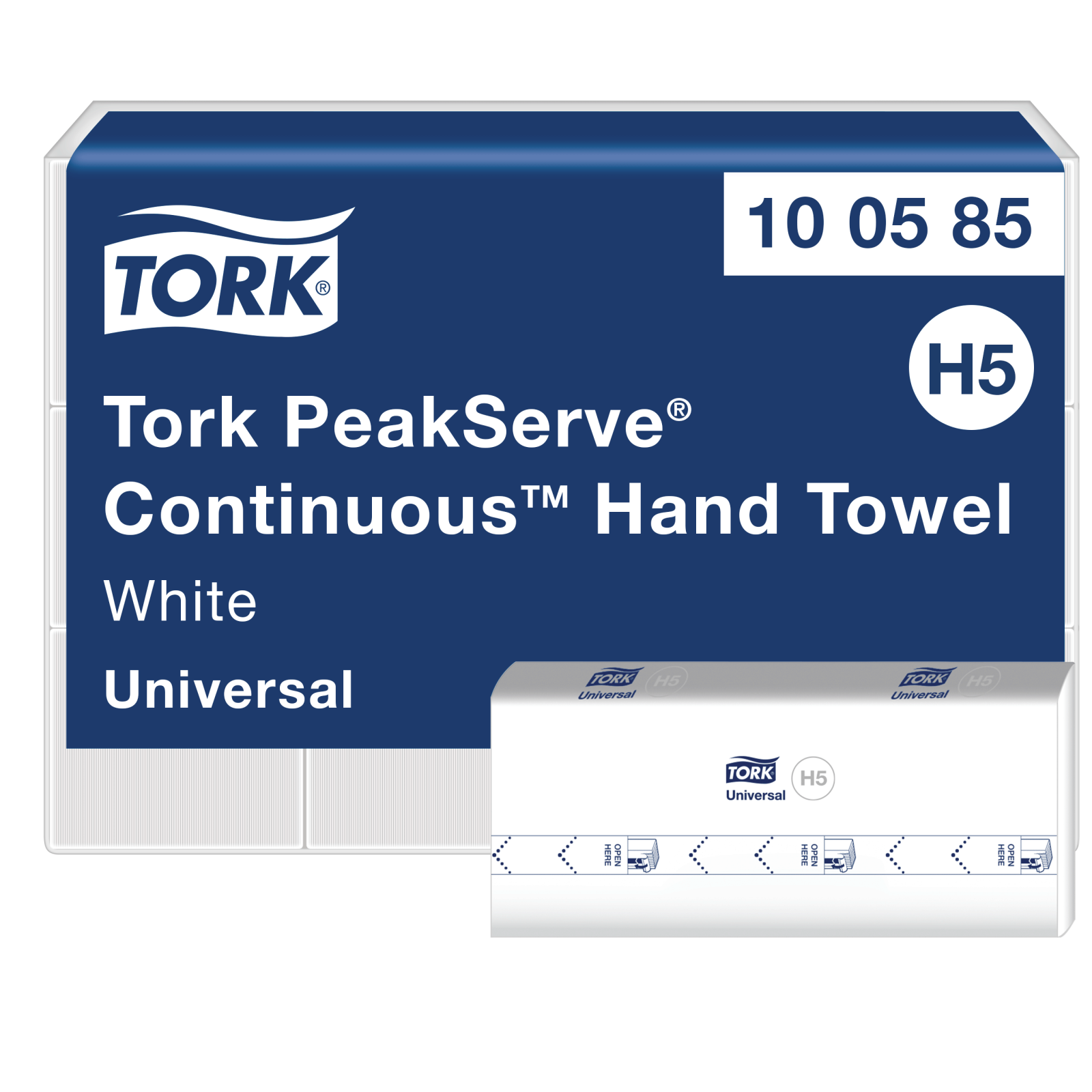 Листові вузькопанельні рушники Tork PeakServe Universal з безперервною подачею, білі, 1 шар, 410 листів
