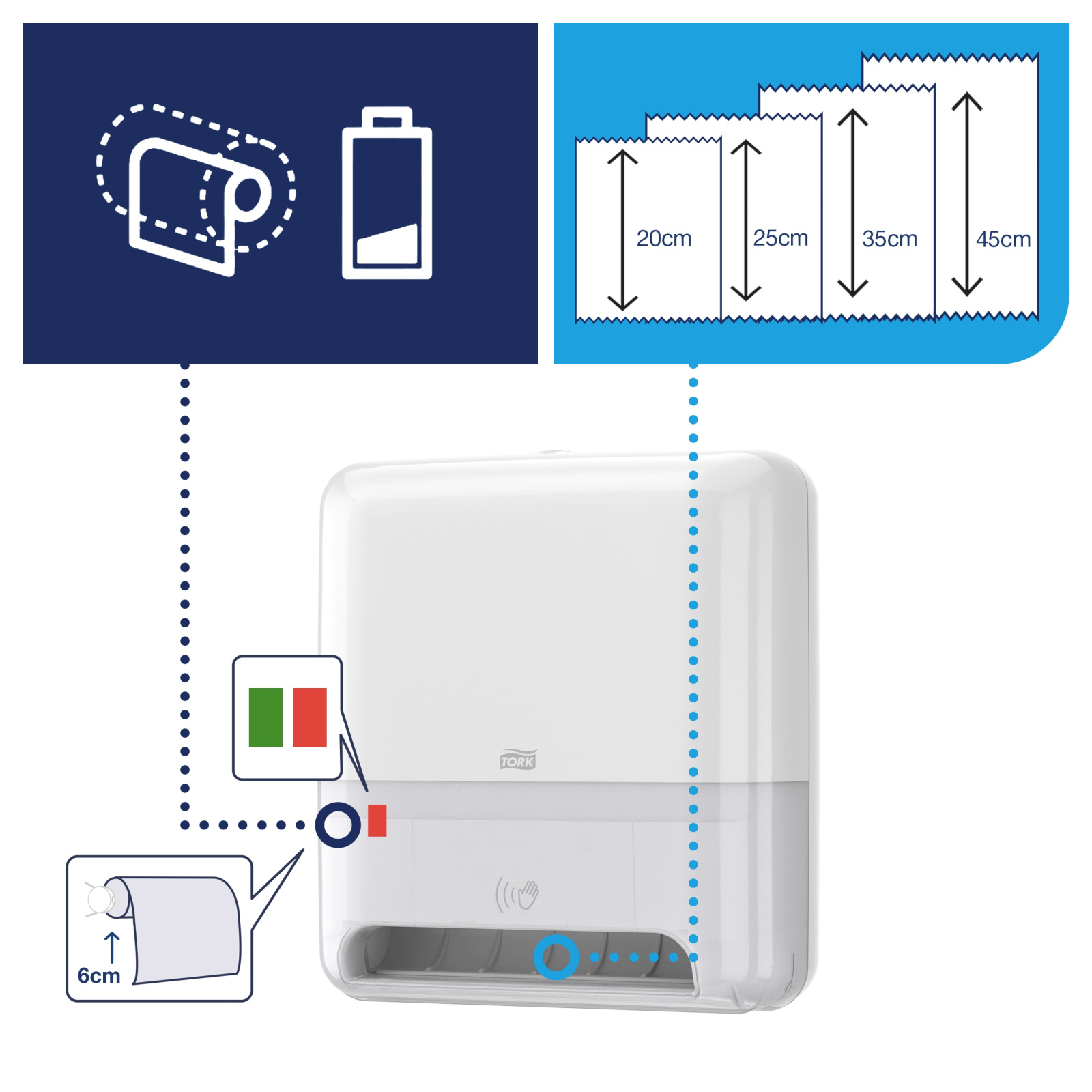 Диспенсер Tork Matic Elevation для рушників в рулонах з сенсором Intuition, білий