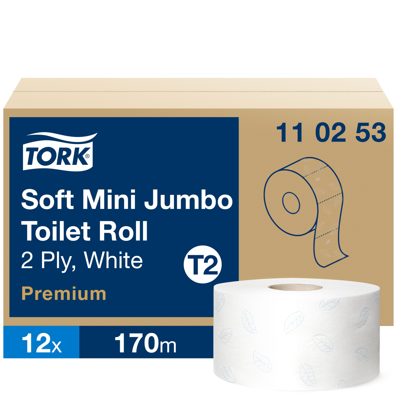 Туалетний папір Tork Premium Soft в рулонах Mini Jumbo, білий, 2 шари, 170 м, 1 рулон