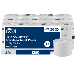 Туалетний папір в рулонах Tork OptiServe Universal без втулки, білий, 1 шар, 1250 відривів, 1 рулон