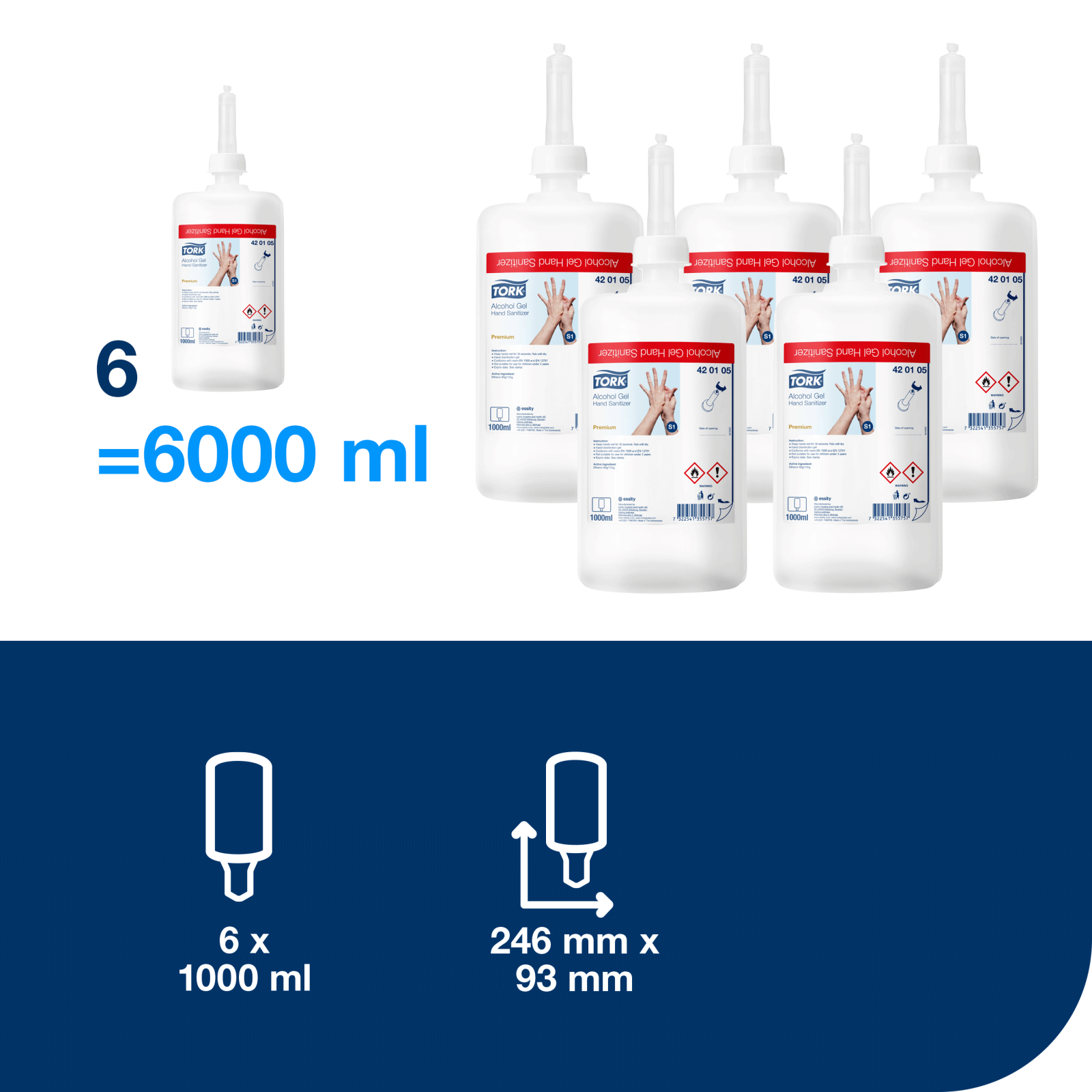 Спиртовий гель для дезінфекції рук Tork Premium, 1000 мл