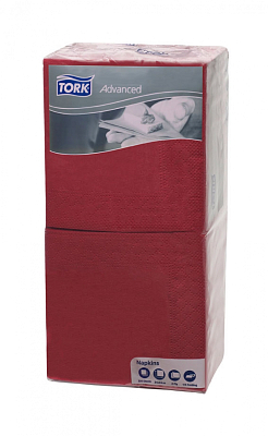 Коктейльні серветки Tork Advanced, бордові, 2 шари, 24х24 см, 200 шт