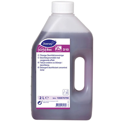 Засіб для одночасного миття та дезінфекції поверхонь Diversey Suma Bac D10, 2 л