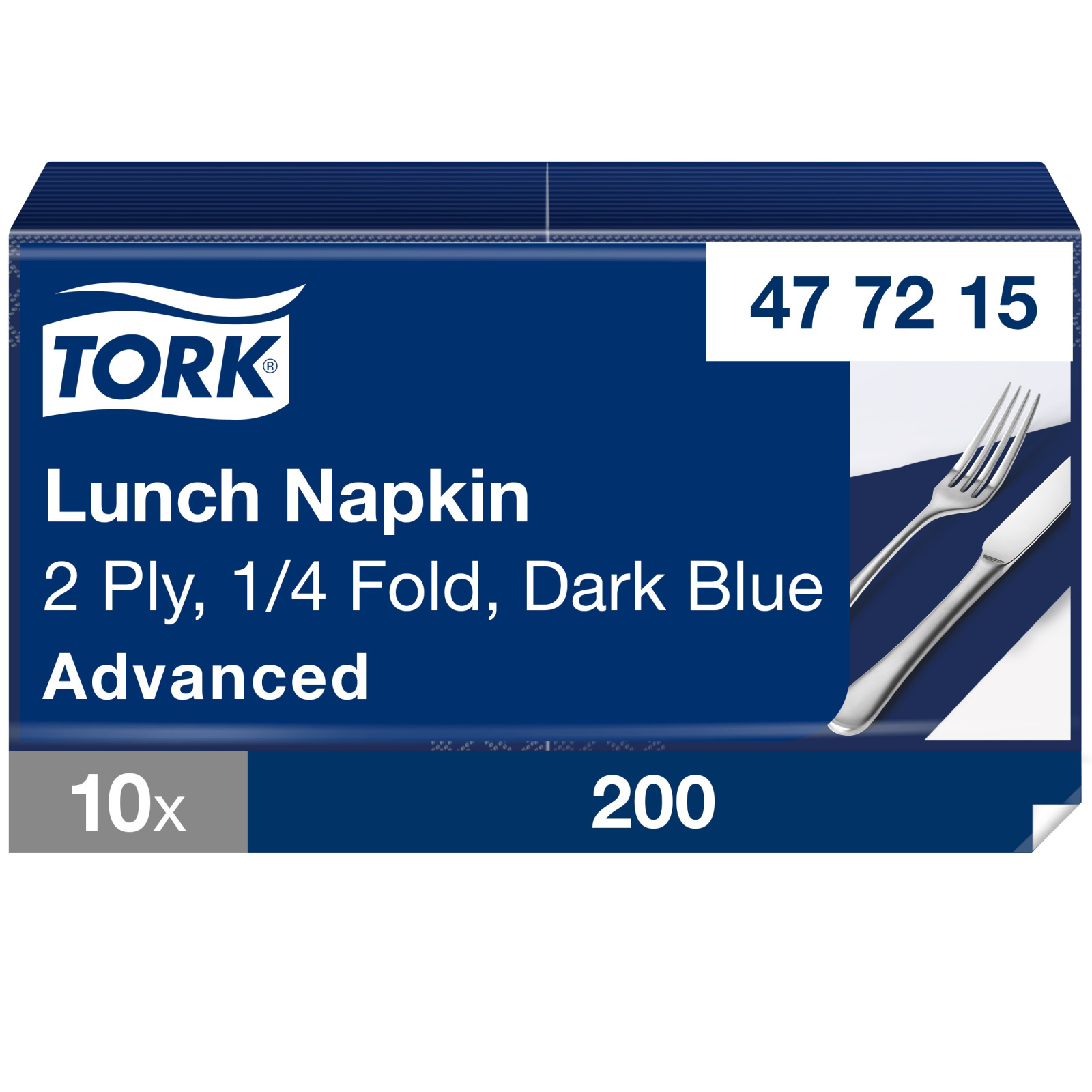 Обідні серветки Tork Advanced, сині, 2 шари, 33х33 см, 200  шт