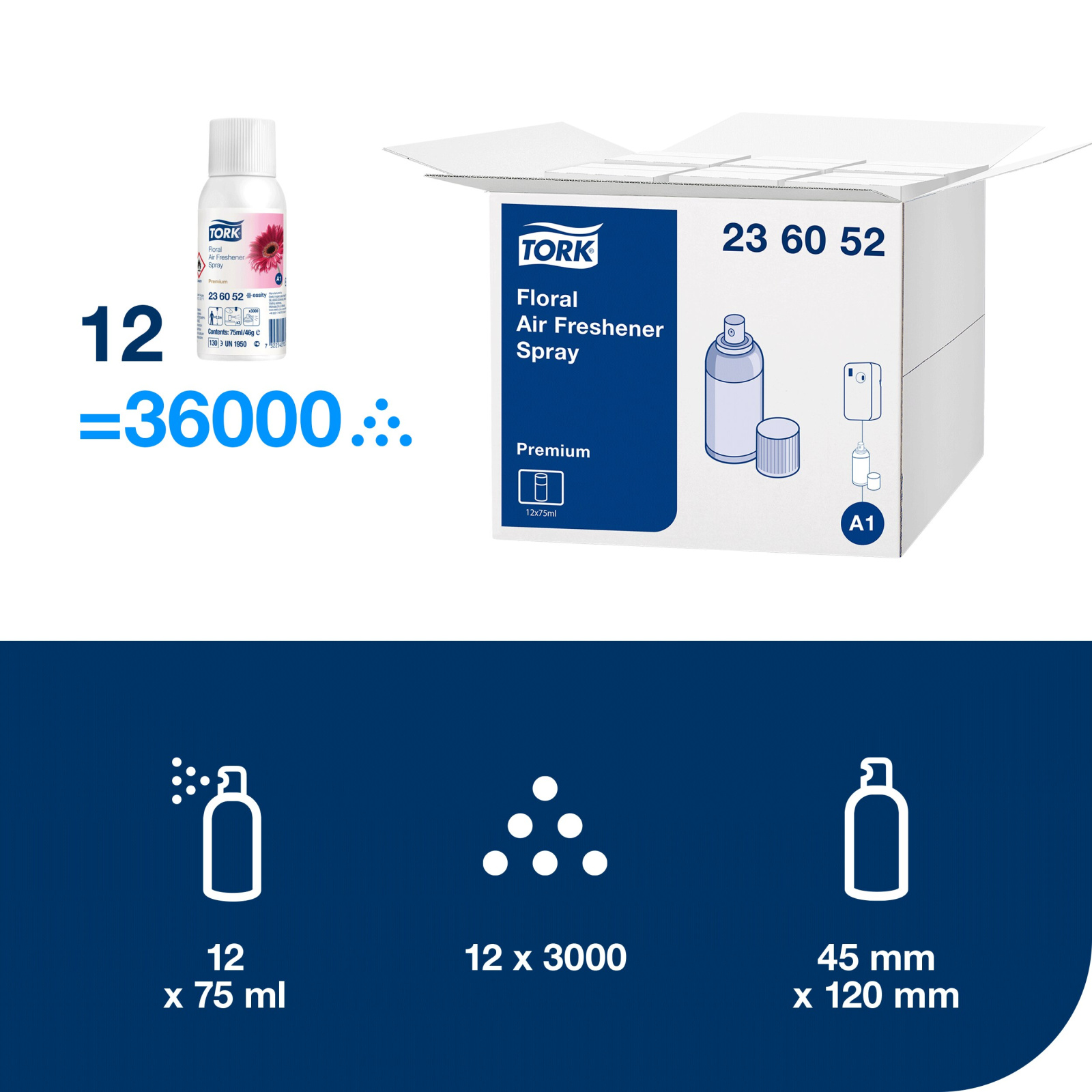 Аерозольний освіжувач повітря Tork Premium з квітковим ароматом, 75 мл, 3000 порцій