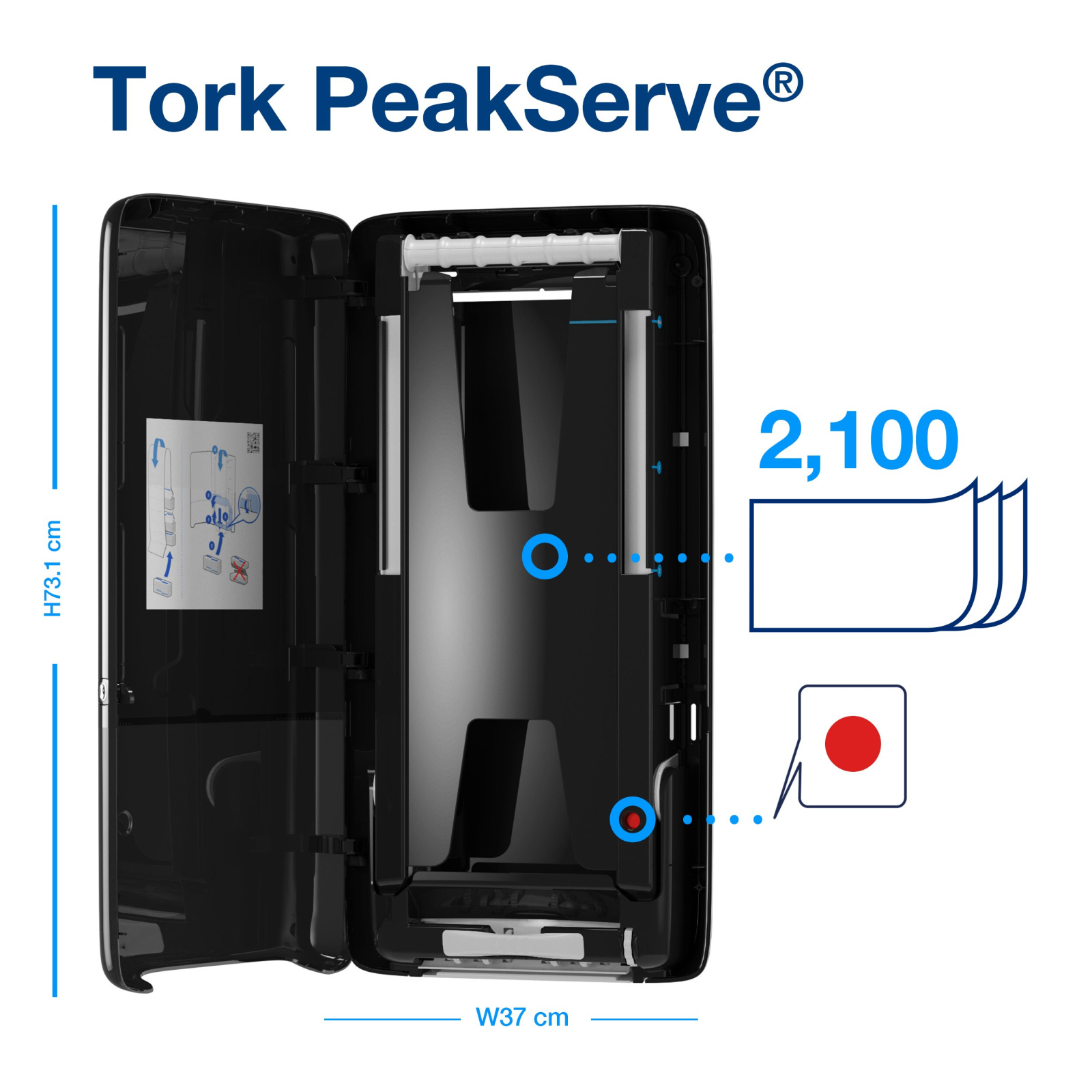 Диспенсер Tork PeakServe Elevation для листових рушників з безперервною подачею, чорний