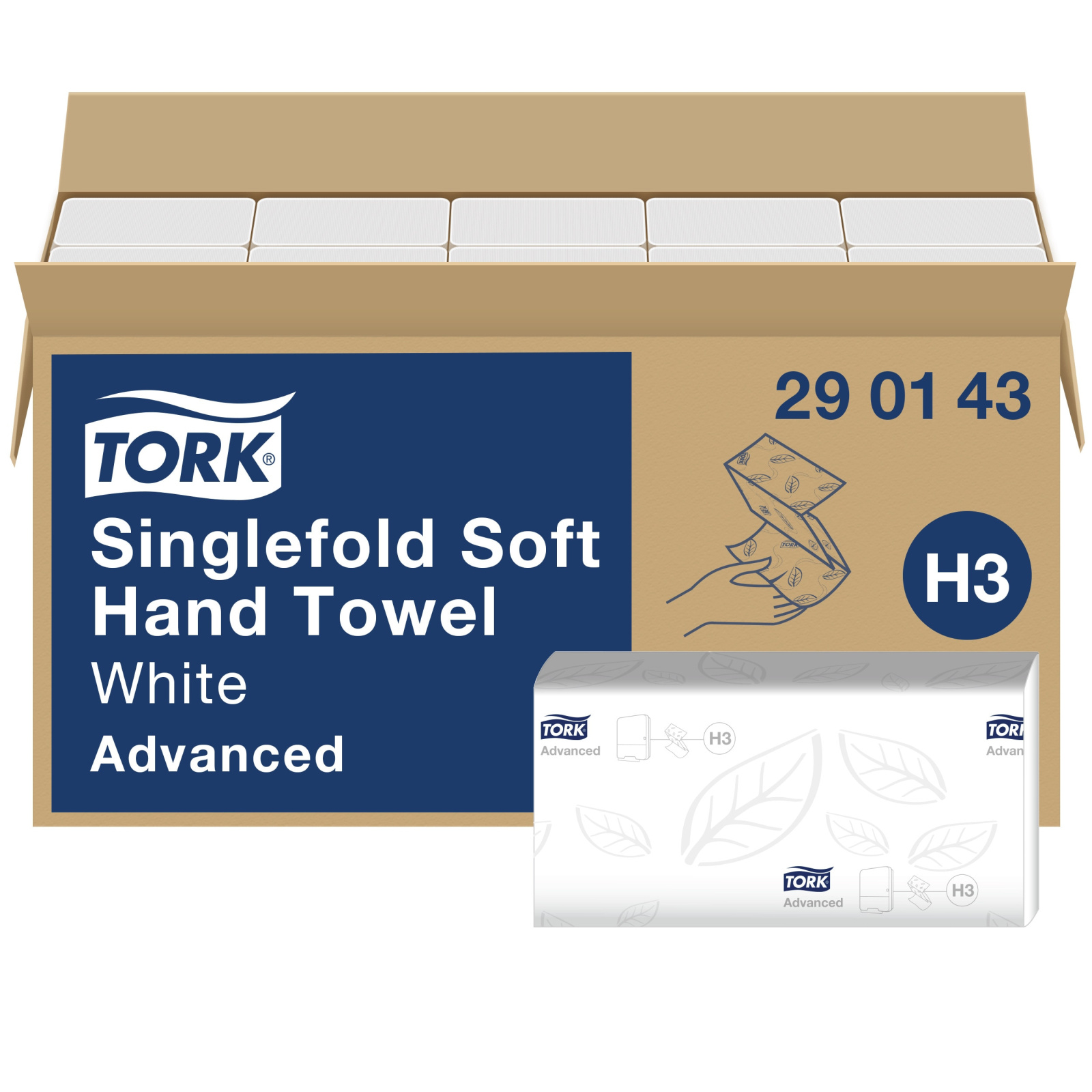Листові рушники Tork Advanced Soft Singlefold складання Z, білі, 2 шари, 23x22,6 cм, 250 листів