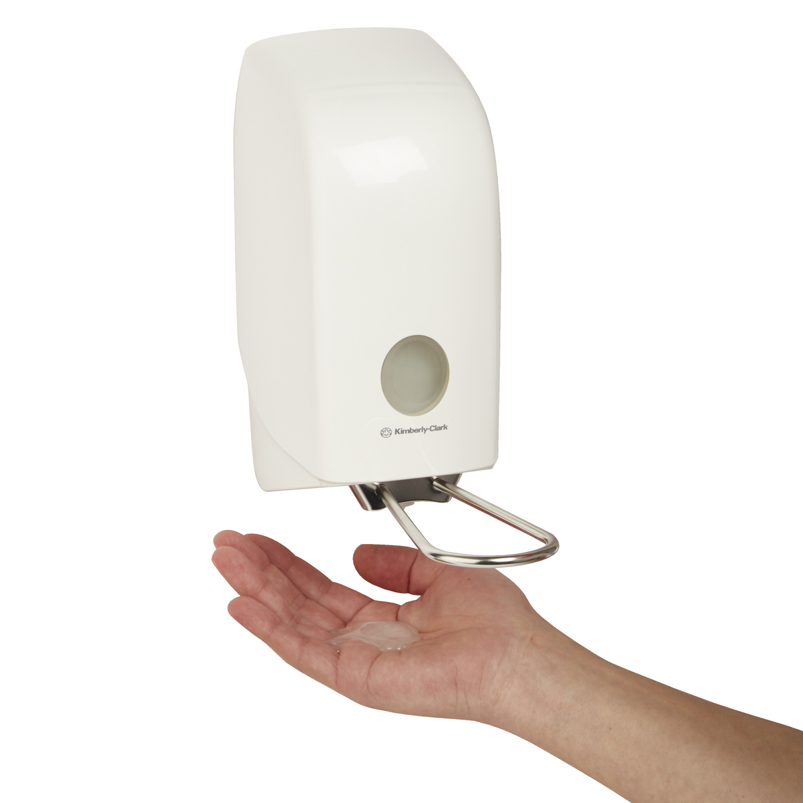 Диспенсер Kimberly-Clark Aquarius для рідкого мила та мила-піни з ліктьовий приводом, білий, 1 л