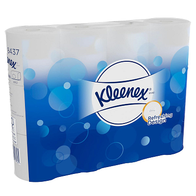 Туалетний папір Kimberly-Clark Kleenex в стандартних рулонах, білий, 2 шари, 210 відривів, 12 рулонів