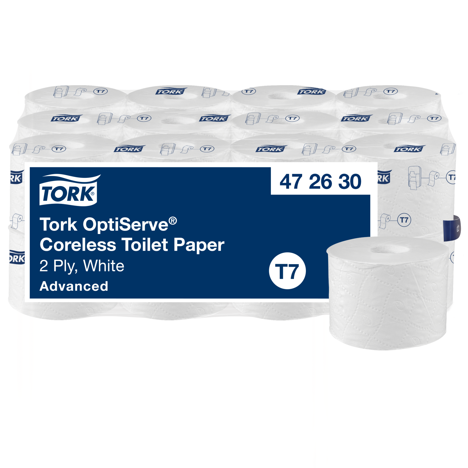 Туалетний папір в рулонах Tork OptiServe Advanced без втулки, білий, 2 шари, 820 відривів, 1 рулон