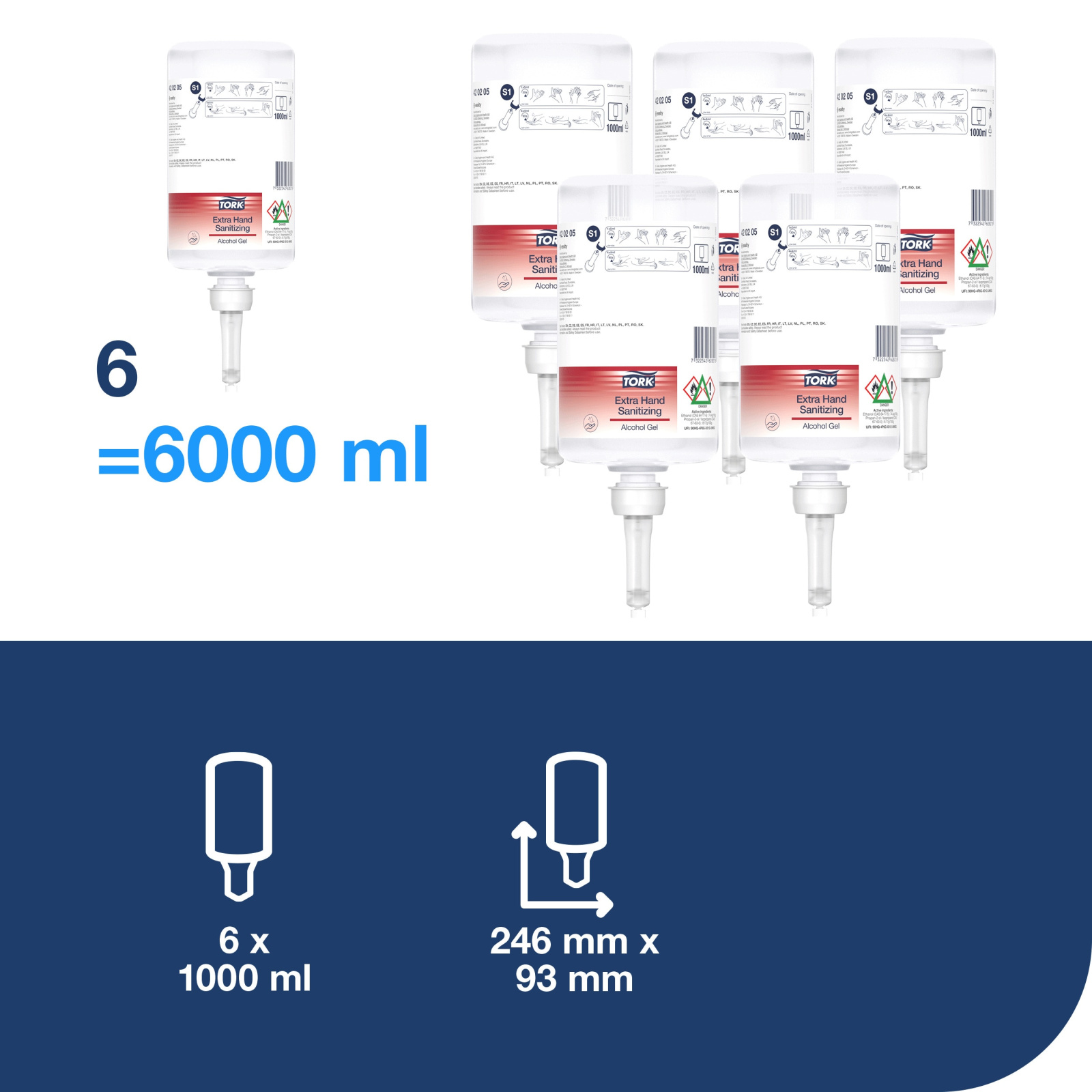 Спиртовий гель для дезінфекції рук Tork Premium Extra, 1000 мл