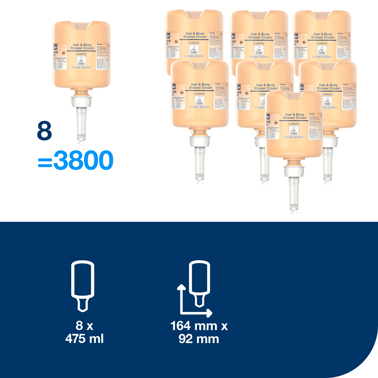 Рідке мило-шампунь Tork Luxury Premium Міні для тіла і волосся, 0,475 л, ≈ 475 порцій