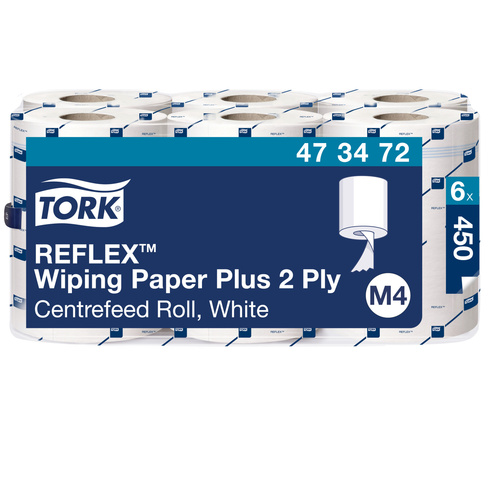 Рушники Tork Reflex Plus Advanced в рулонах з центральною витяжкою, білі, 2 шари, 151 м, 450 листів, 1 рулон