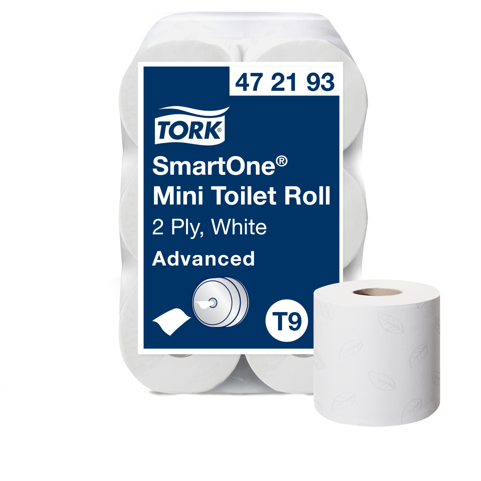 Туалетний папір Tork SmartOne Advanced в міні рулонах, білий, 2 шари, 111,6 м, 620 відривів, 1 рулон