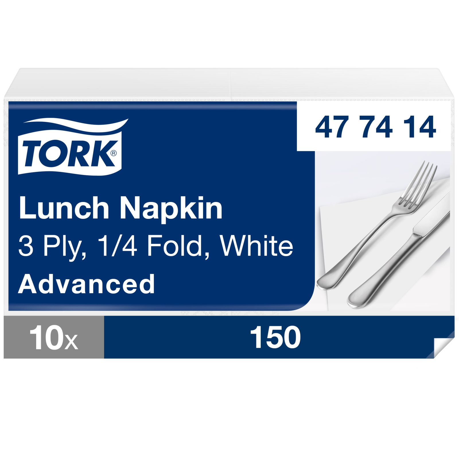 Обідні серветки Tork Advanced Soft, білі, 3 шари, 33х33 см, 150 шт