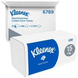 Листові рушники Kimberly-Clark Kleenex Interfold складання V, білі, 2 шари, 186 листів