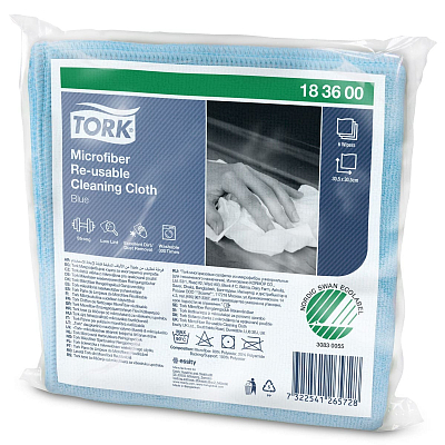 Серветка Tork з мікрофібри для прибирання, блакитна, 305х305 мм, 1 шт